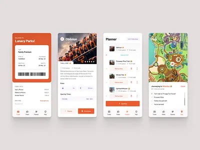 Theme Park (Light) amusement app mobile park ride rides theme ui ux