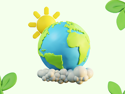 3D icon 3d app blender brand branding carbon offset colours design earth eco green illustration logo minimal planet render sustainable