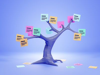 Semantic Tree 3d algolia b3d blender blender3d design illustration low poly notes search semantic sticky tree