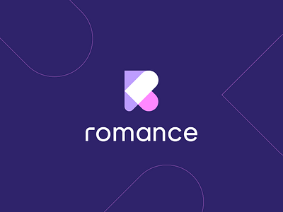 Romance abstract app bold branding care clever dating find heart letetr logo postive r relationship search social unicorn vibrant web young