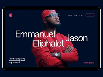 Emmanuel Jason website clean color dark mode design desktop homepage landing page landingpage madeontilda minimal personal photographer portfolio swiss typography ui ui design web web design webdesign