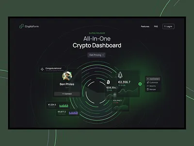 Cryptoform Landing Page blockchain crypto landing page cryptoform dashboard ui green design landing page landing page cryptocurrency landing page green meris imamovic ui design ui ux ux ui