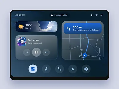 Car Infotainment Dashboard car clean dailyui dark mode dashboard design ford infotainment maps minimal music radio simple ui ux weather