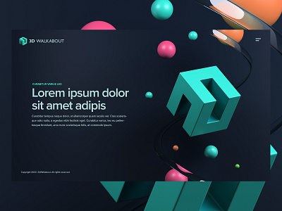 3d logo / Visual 3d abstract clean cube logo render ui ux web design website