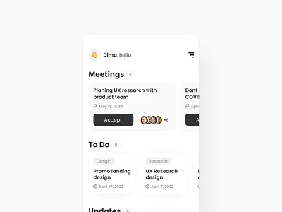 Work planner App 💻 app cards clean figma glat interface job list meeting meetings mobile monochrome planner planning shadows todo ui work