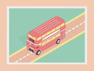Double Decker Bus adobe illustrator auto bus car doubledecker illustration isometric kids illustration london mule painting picture playoff poster print red road stickermule vector