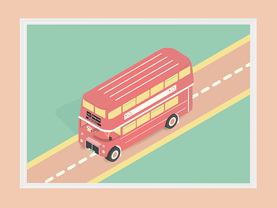 Double Decker Bus adobe illustrator auto bus car doubledecker illustration isometric kids illustration london mule painting picture playoff poster print red road stickermule vector