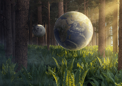 Earth 3d ambient art concept earth ecology forest moon planet render surrealism