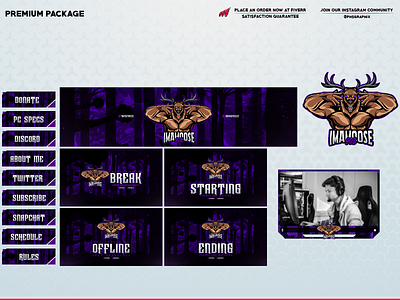 Aggressive MOOSE in a full twitch overlay package! 3d animation branding design graphic design illustration layout logo motion graphics streaming twitch twitch overlay ui vector