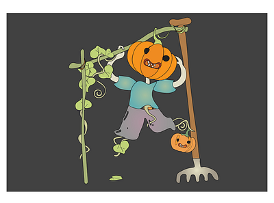 pumpkin get its head adobe illustrator cartoon design digital art graphic design illustration vector wacom