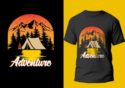 Camping T-shirt Design 3d adobe illustrator animation branding camfire camping design earth graphic design hikers hiking illustration logo motion graphics mountain nature t shirt tent ui