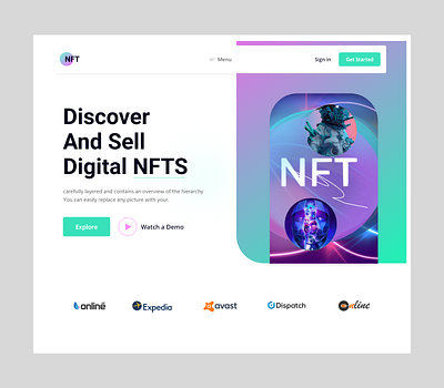 NFT Landing Page crypto art crypto collectibles design digital art digital marketplace nft nft world buying selling non fungible token template design typography ui ui ux website