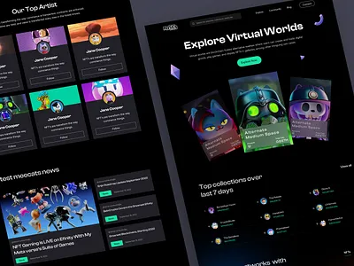 NFT Website Design crypto digital art landing page nft nft market place uiux design web design web resource website design