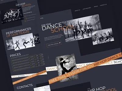 Hip Hop Dance School Website Layout Template adobe xd school website school website layout ui ui design ui for website website website layout website layouts website templates website ui websites wordpress wordpress layout