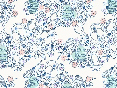 Brand Pattern | Miss Macs bakery baking brand identity brand marks brand pattern brand presentation branding design english garde floral pattern graphic design homey illustration logo macarons pattern sophisticated surface pattern sweet vector