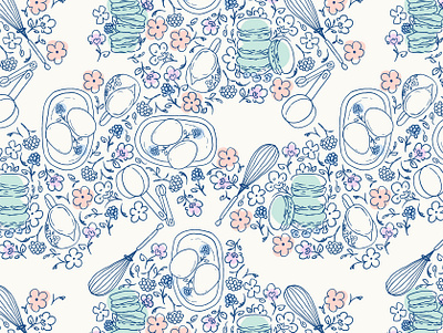 Brand Pattern | Miss Macs bakery baking brand identity brand marks brand pattern brand presentation branding design english garde floral pattern graphic design homey illustration logo macarons pattern sophisticated surface pattern sweet vector