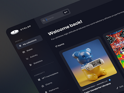 CYCLOP — NFT Platform concept grid nft product design trends typography ui