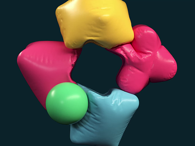 Softbody shapes 3d animation art c4d cinema4d colorful design houdini motion graphics render