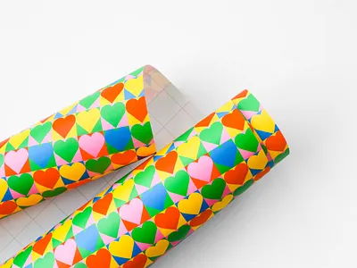 Heart Shaped Box Wrapping Paper 60s 70s birthday gift gift wrap hearts pattern present vintage wrapping paper