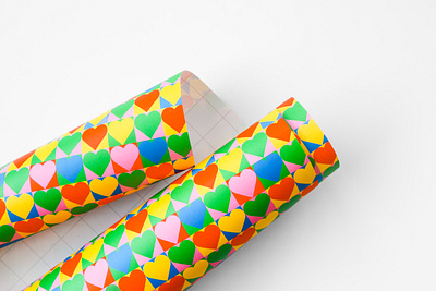 Heart Shaped Box Wrapping Paper 60s 70s birthday gift gift wrap hearts pattern present vintage wrapping paper