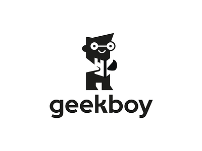 Geekboy book boy brand branding design education elegant geek illustration logo logotype mark minimalism minimalistic modern negative space read sign smart vector