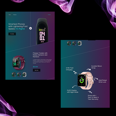 Smart Watches Store UI Design branding design ecommerce store ui design elementor figma gradient ui illustration neon style online store ui design responsive design ui ux design website ui website ui design in figma wordpress