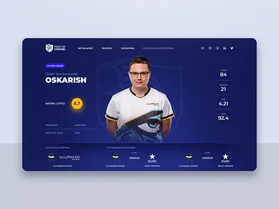 CS:GO League Player Stats UI blue branding counter strike csgo design esports fresh gambling gaming graphic design league minimal modern player stats roulette statistics stats ui user interface uxui