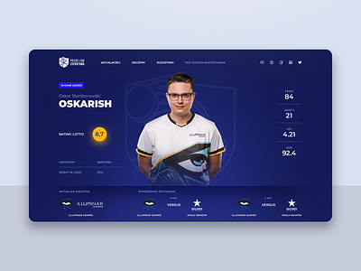 CS:GO League Player Stats UI blue branding counter strike csgo design esports fresh gambling gaming graphic design league minimal modern player stats roulette statistics stats ui user interface uxui