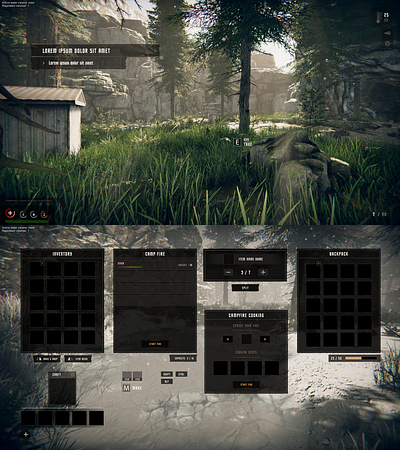 Survival - Game UI dark design dev game gamedev gui survival ui uiux