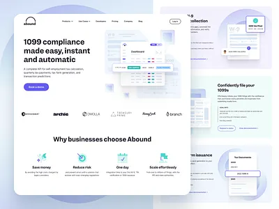 Abound - 1099 Compliance api b2b b2bsaas brand brand identity branddesign branddesigner branding design icon iconography icons illustration logo modern saas typography webdesign webflow website