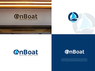 OnBoat Logo behance project blue boat logo branding creative dribble shot graphic design illustration letter o logo logo design logos o o letter boat onboat typo ui vector