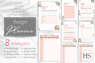 Pink Roses Budget Planner canva graphic design illustration pdf