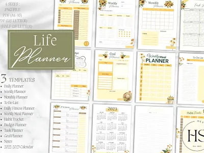 Sunflower Life Planner graphic design illustration pdf planner