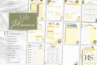 Sunflower Life Planner graphic design illustration pdf planner