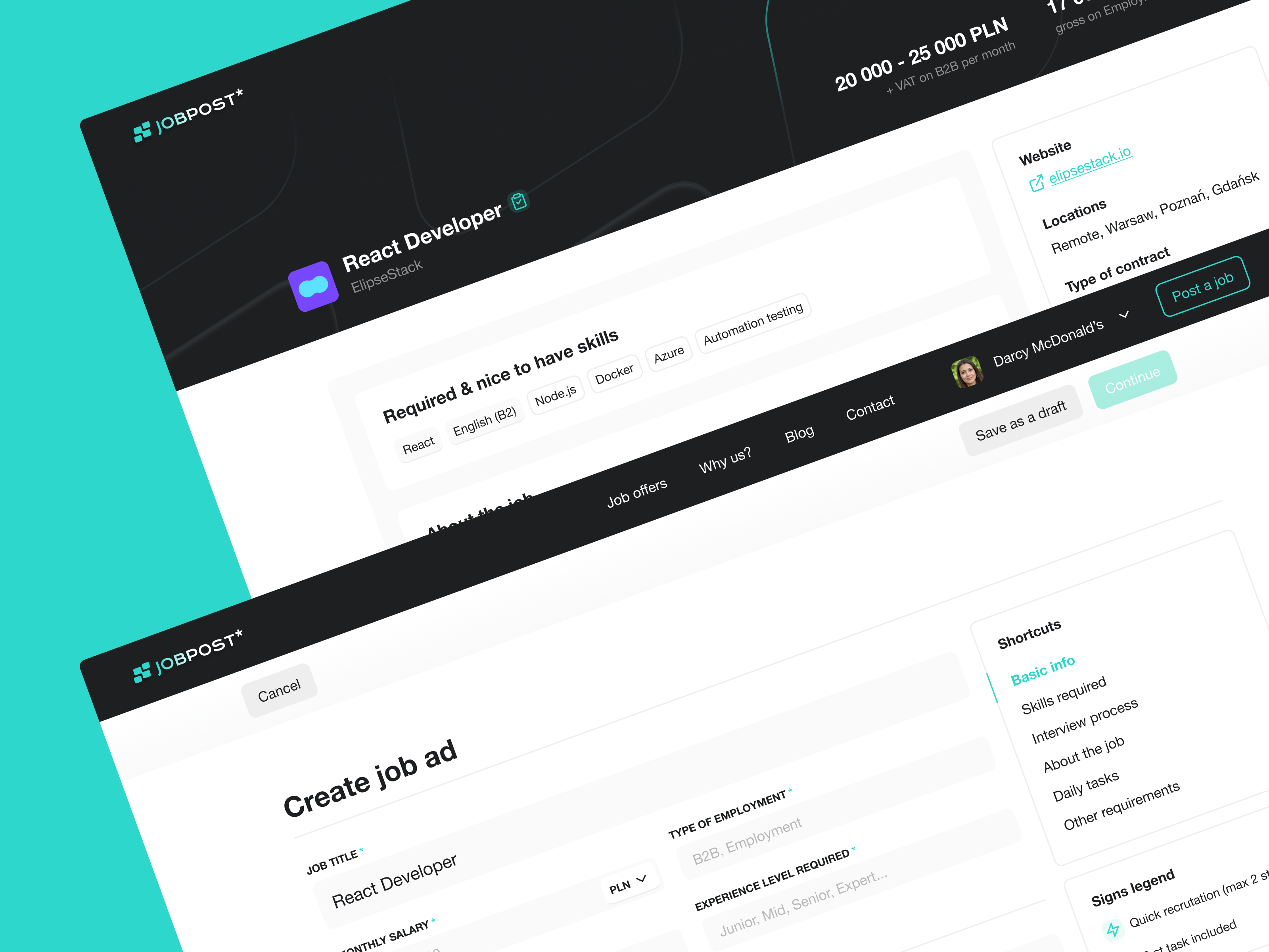 Jobboard board dashboard design form inputs interaction interface job jobboard landing page logo ui ux