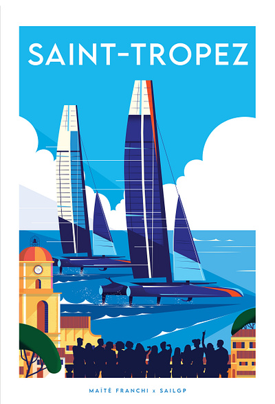 Saint-Tropez boats digital folioart france illustration maite franchi nft sailing travel