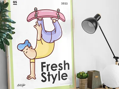 Skate Style character color cute design flip frame fun illustration life mockup poster skate skateboard skater vector