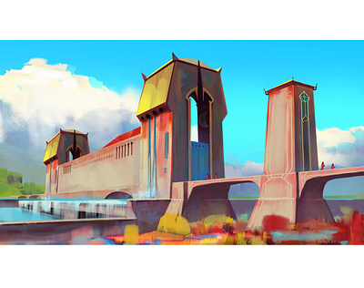 Bridge bridge castle environment illustration photoshop