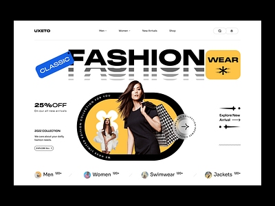 Classis fashion creative web header- UXETO Design 2022 branding creative design fashion graphic design header homepage landing page logo redesign trend ui user experience user interface ux web website