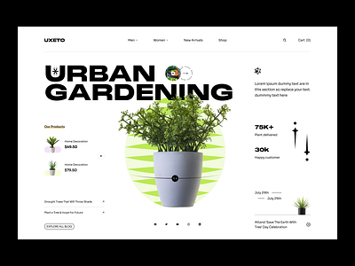 Gardening website creative header app branding creative design gardening header homepage landing page logo redesign ui user interface ux website