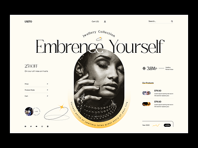 Jewelry web header app branding creative header design fashion homepage jewelry landing page logo redesign trend ui ux website