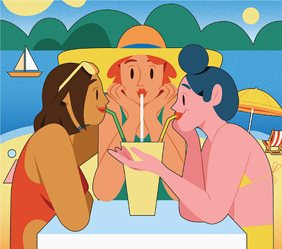 Summer Friendships digital folioart friends illustration kiki ljung summer vector women