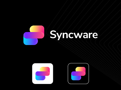 Syncware blend brand design branding colorful crypto gradient it tech company letter mark monogram letter s link chain connect logo logodesign software developer blockchain startup logo sync dynamic arrow logo tech tech company technologies technology technology icons visual guideline