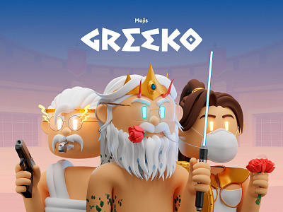 Greeko NFT Collection 3d 3d illustration blender character character design collection illustration nft nft collection opensea