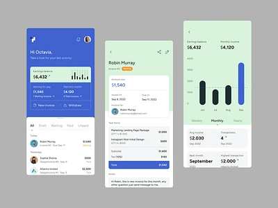 Invoicing Mobile App Design android bills clean design fireart fireart studio invoice ios mobile modern ui ux