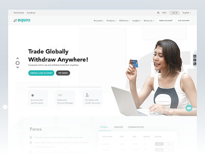 Equiti Forex Trade - Website animation bank bitcoin cash dark ui design digital currency ecommerce forex free ui kit george samuel illustration interaction landing page logo mastercard money payment saudi arabia trade