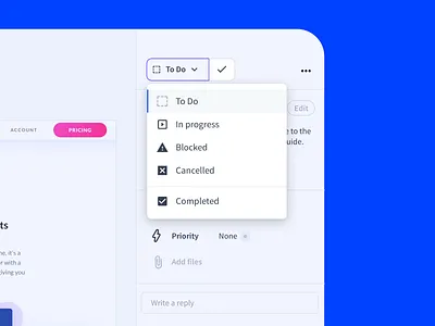 Statuses! component components dropdown menu pick product design saas status ui volley web app design