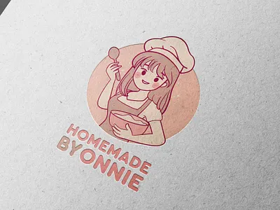 Cute Bakery kawaii Girl mascot logo for restaurant or homemade bakery bakery logo girl graphic design hand drawn logo home made logo illustration kawaii logo mascot pink logo restaurant logo unique