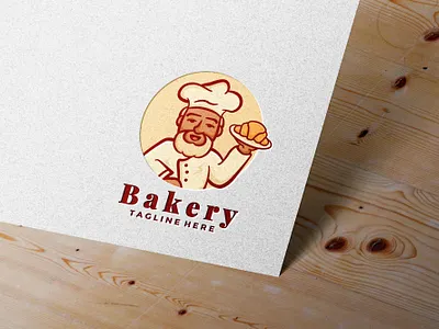 Bakery bread Logo with old grandpa mascot bakery logo bread cartoon croissant food logo grandpa hand drawn hand drawn logo male man old restaurant logo