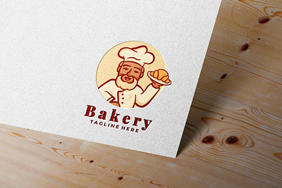 Bakery bread Logo with old grandpa mascot bakery logo bread cartoon croissant food logo grandpa hand drawn hand drawn logo male man old restaurant logo